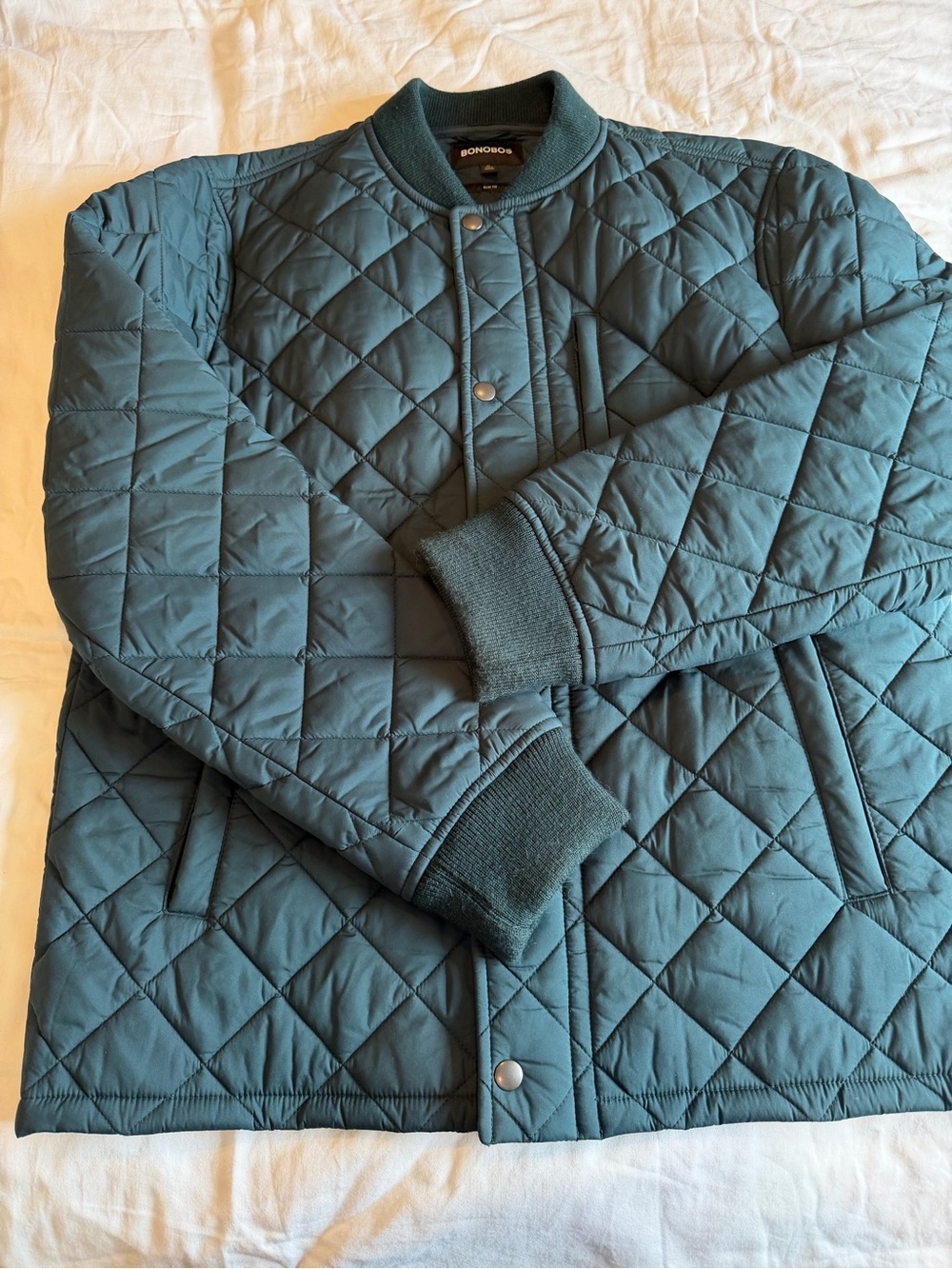 Bonobos Quilted Bomber Jacket - Teal/green